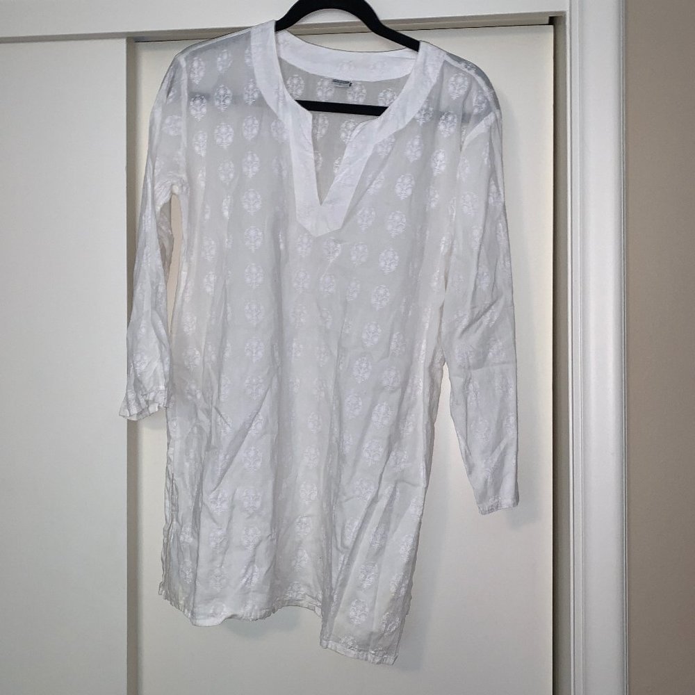 White Patterned Tunic/Bathing Suit Coverup